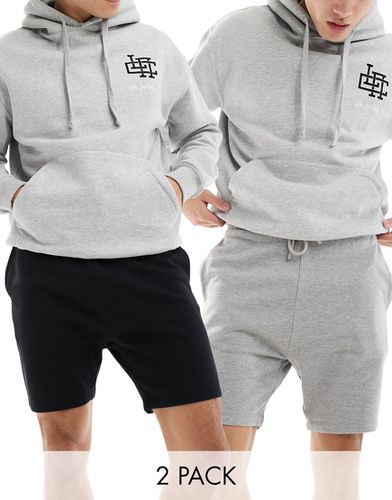 Lot de 2 shorts skinny mi-longs - Noir et gris chiné - Asos Design - Modalova