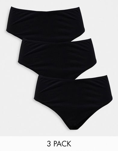 Lot de 3 culottes brésiliennes taille haute en coton - Noir - Asos Design - Modalova