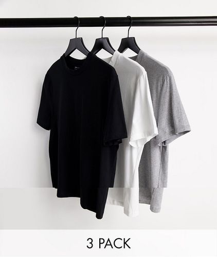 Lot de 3 t-shirts ras de cou - Gris chiné, blanc et noir - Asos Design - Modalova