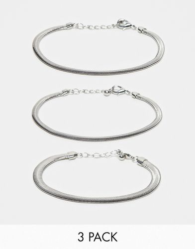 Lot de 3 bracelets chaînes en maille serpent - Asos Design - Modalova