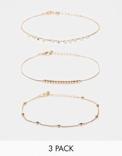 Lot de 3 bracelets de cheville avec perles vertes - Asos Design - Modalova