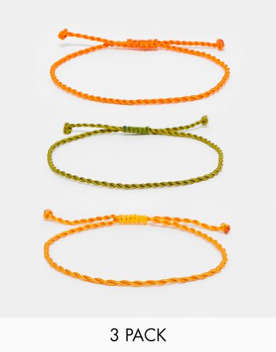 Lot de 3 bracelets en cordon - Orange et vert - Asos Design - Modalova