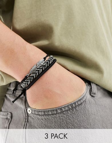 Lot de 3 bracelets en cordelette avec plume - Asos Design - Modalova