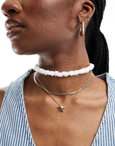 Lot de 3 colliers avec perles irrégulières et pendentif étoile de mer - Asos Design - Modalova