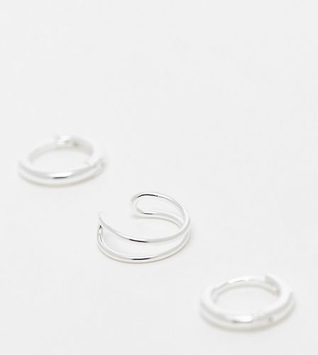 Lot de 3 créoles et bijou d'oreille en argent massif - Asos Design - Modalova