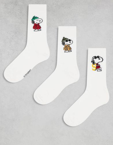 Lot de 3 paires de chaussettes avec motifs Snoopy - Écru - Asos Design - Modalova