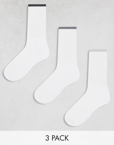 Lot de 3 paires de chaussettes de sport avec liserés gris - Asos Design - Modalova