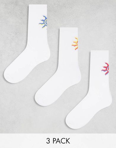 Lot de 3 paires de chaussettes de sport avec soleil brodé - Asos Design - Modalova