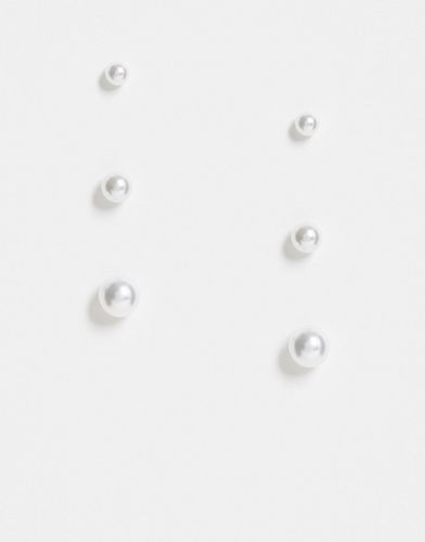 Lot de 3 paires de boucles d'oreilles à perle fantaisie - ASOS DESIGN - Modalova