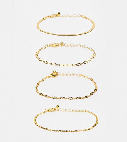 Lot de 4 bracelets à maillons variés en plaqué or 14 carats - Asos Design - Modalova
