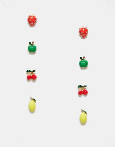 Lot de 4 paires de boucles d'oreilles à motif fruits - Asos Design - Modalova