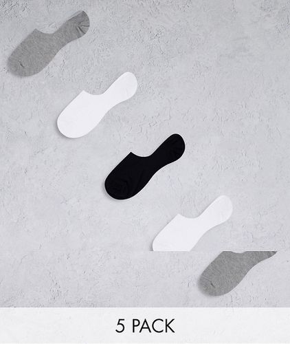 Lot de 5 paires de socquettes invisibles - Noir et blanc - Économie - Asos Design - Modalova