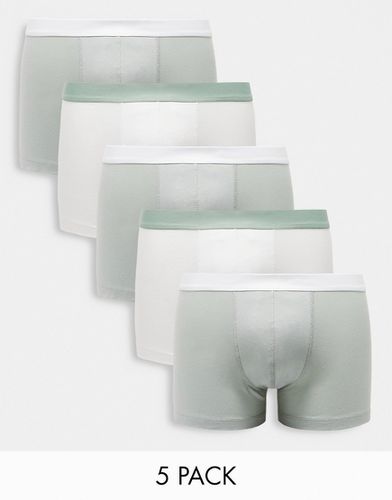 Lot de 5 boxers à taille contrastante - Gris/ - Asos Design - Modalova