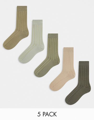 Lot de 5 paires de chaussettes côtelées - multiple - Asos Design - Modalova