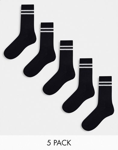 Lot de 5 paires de chaussettes de sport à rayures - et blanc - Asos Design - Modalova