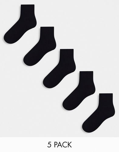 Lot de 5 paires de socquettes avec semelle en tissu éponge - Noir - Asos Design - Modalova