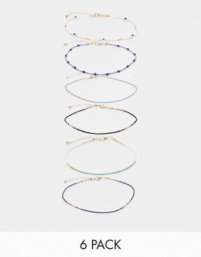 Lot de 6 bracelets de cheville avec perles et ail - Asos Design - Modalova