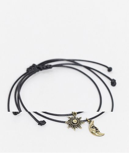 Lot de bracelets de chevilles cordon fins 2 mm avec breloques lune et soleil - Or brûlé - Asos Design - Modalova