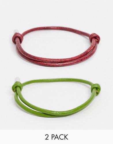 Lot de bracelets en cuir fins - Tons naturels - Asos Design - Modalova