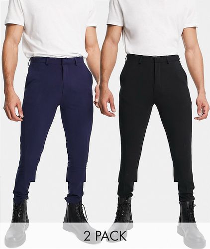 Lot de pantalons habillés super ajustés - Noir et bleu marine - Asos Design - Modalova
