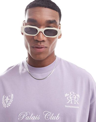 Lunettes de soleil angulaires à verres fumés - Monture écrue - Asos Design - Modalova