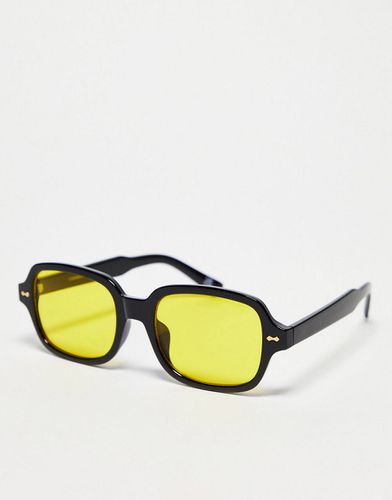 Lunettes de soleil carrées à verres jaunes - Noir - Asos Design - Modalova