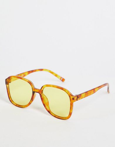 Lunettes de soleil carrées oversize avec verres jaunes - Écaille de tortue - Asos Design - Modalova