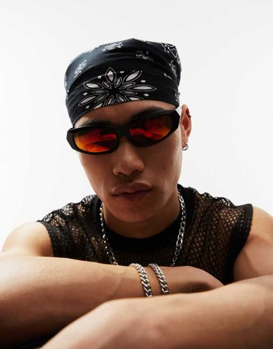 Lunettes de soleil de course enveloppantes avec verres effet miroir - Noir - Asos Design - Modalova