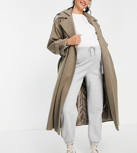ASOS DESIGN Maternity - Manteau ample avec ceinture et capuche - Champignon - Asos Maternity - Modalova