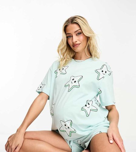 ASOS DESIGN Maternity - Exclusivité - Mix and Match - T-shirt de pyjama d' allaitement en coton - Sauge