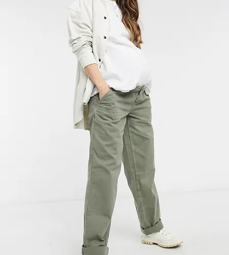 Maternity - Pantalon chino ample avec bande recouvrant le ventre - Kaki - Asos Design - Modalova