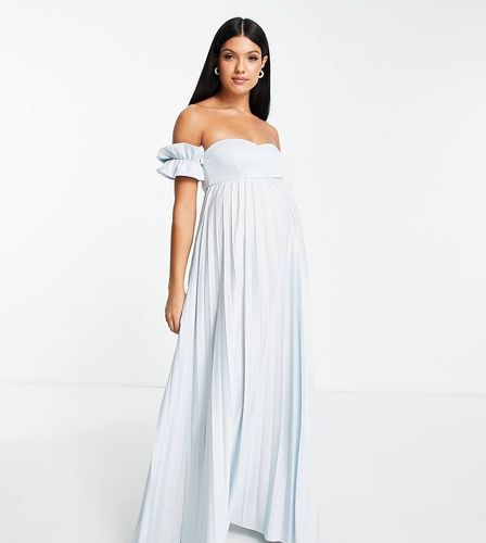 ASOS DESIGN Maternity - Robe longue plissée à encolure Bardot - Asos Maternity - Modalova