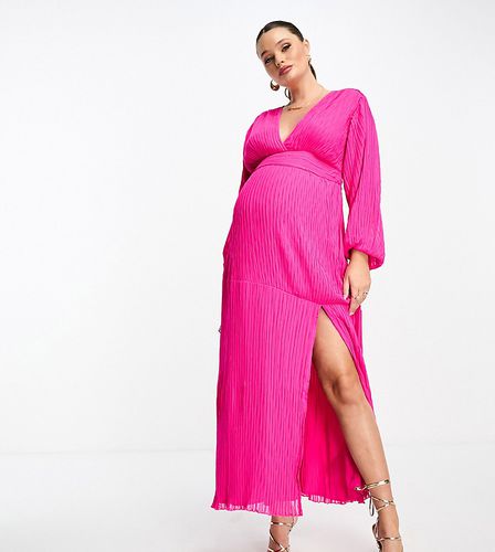 ASOS DESIGN Maternity - Robe mi-longue plissée imprimée à ceinture - vif - Asos Maternity - Modalova