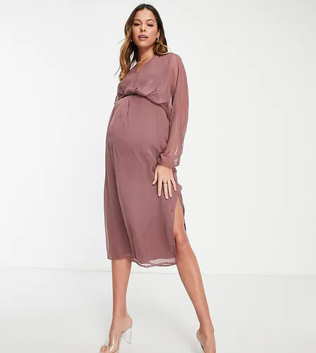 ASOS DESIGN Maternity - Robe souple mi-longue à manches blousantes - Asos Maternity - Modalova