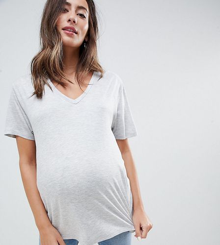 ASOS DESIGN Maternity - T-shirt d'allaitement à col V - chiné - ASOS Maternity - Nursing - Modalova