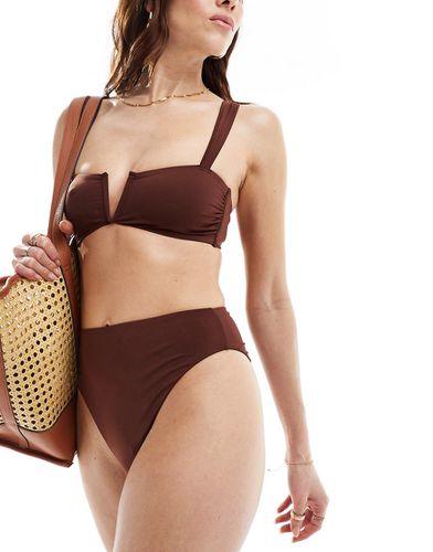 Maya - Mix & Match - Bas de bikini échancré à taille haute - Marron chocolat - Asos Design - Modalova