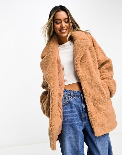 Manteau oversize en imitation peau de mouton - Orange brûlé - Asos Design - Modalova