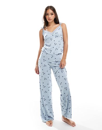 Mix & Match - Pantalon de pyjama ultra doux avec bordure en dentelle et imprimé étoiles - Asos Design - Modalova