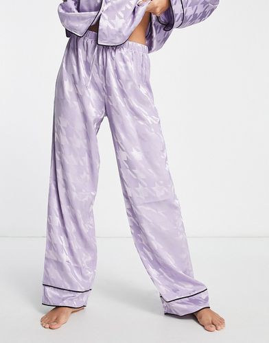 Mix & Match - Pantalon de pyjama en jacquard satiné à imprimé pied-de-poule - Lilas - Asos Design - Modalova