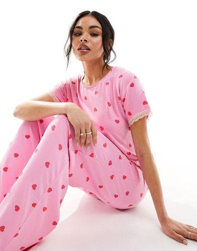 Mix & Match - T-shirt de pyjama super doux à imprimé caurs - Asos Design - Modalova