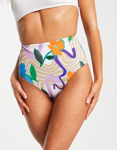 Mix and Match - Bas de bikini à taille haute et imprimé tourbillon fleuri - Asos Design - Modalova