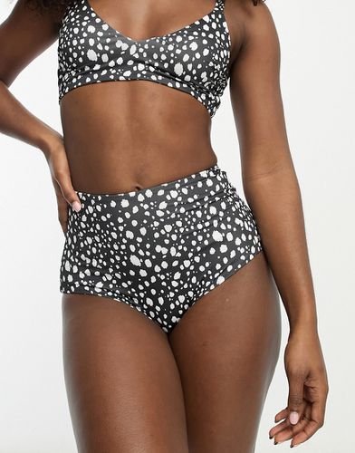 Mix and Match - Bas de bikini taille haute à imprimé pois - Noir et blanc - Asos Design - Modalova