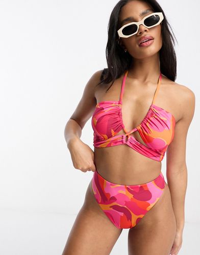 Mix and Match - Haut de bikini croisé avec ouverture goutte d'eau et imprimé tourbillons abstrait - Asos Design - Modalova
