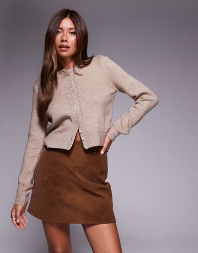 Mini-jupe en imitation daim  clous - Marron - Asos Design - Modalova