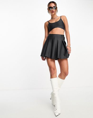 Mini-jupe plissée d'ensemble à fines rayures - Asos Design - Modalova