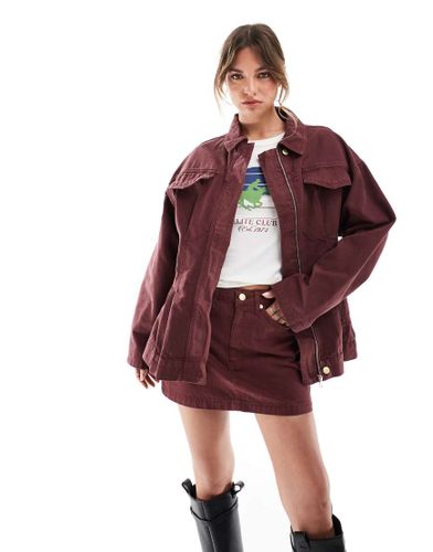 Mini-jupe ultra-courte en jean d'ensemble - Bordeaux - Asos Design - Modalova