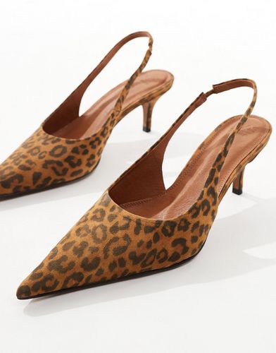 Solo - Chaussures à talon mi-haut et bride de cheville en cuir de qualité supérieure à imprimé léopard - Asos Design - Modalova