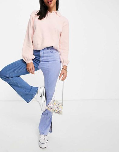 Sassy - Jean cigarette taille haute avec fente sur le devant - Délavage bicolore - Asos Design - Modalova