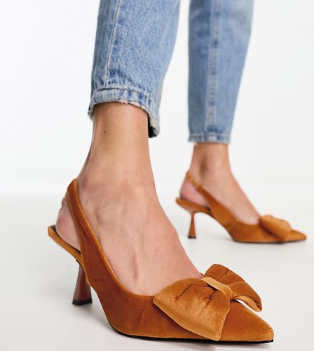 Scarlett - Chaussures larges à talon mi-haut et naud - Moutarde - Asos Design - Modalova