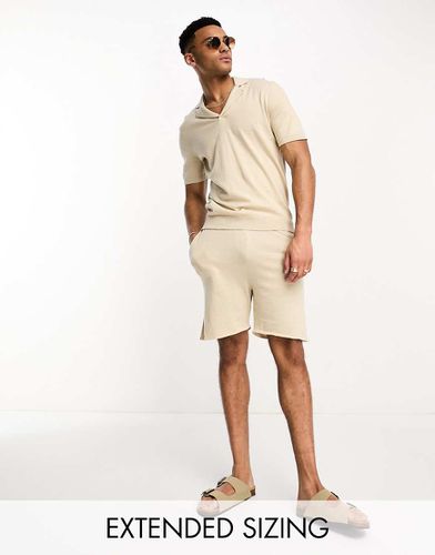 Short d'ensemble en maille de coton légère - Taupe - Asos Design - Modalova